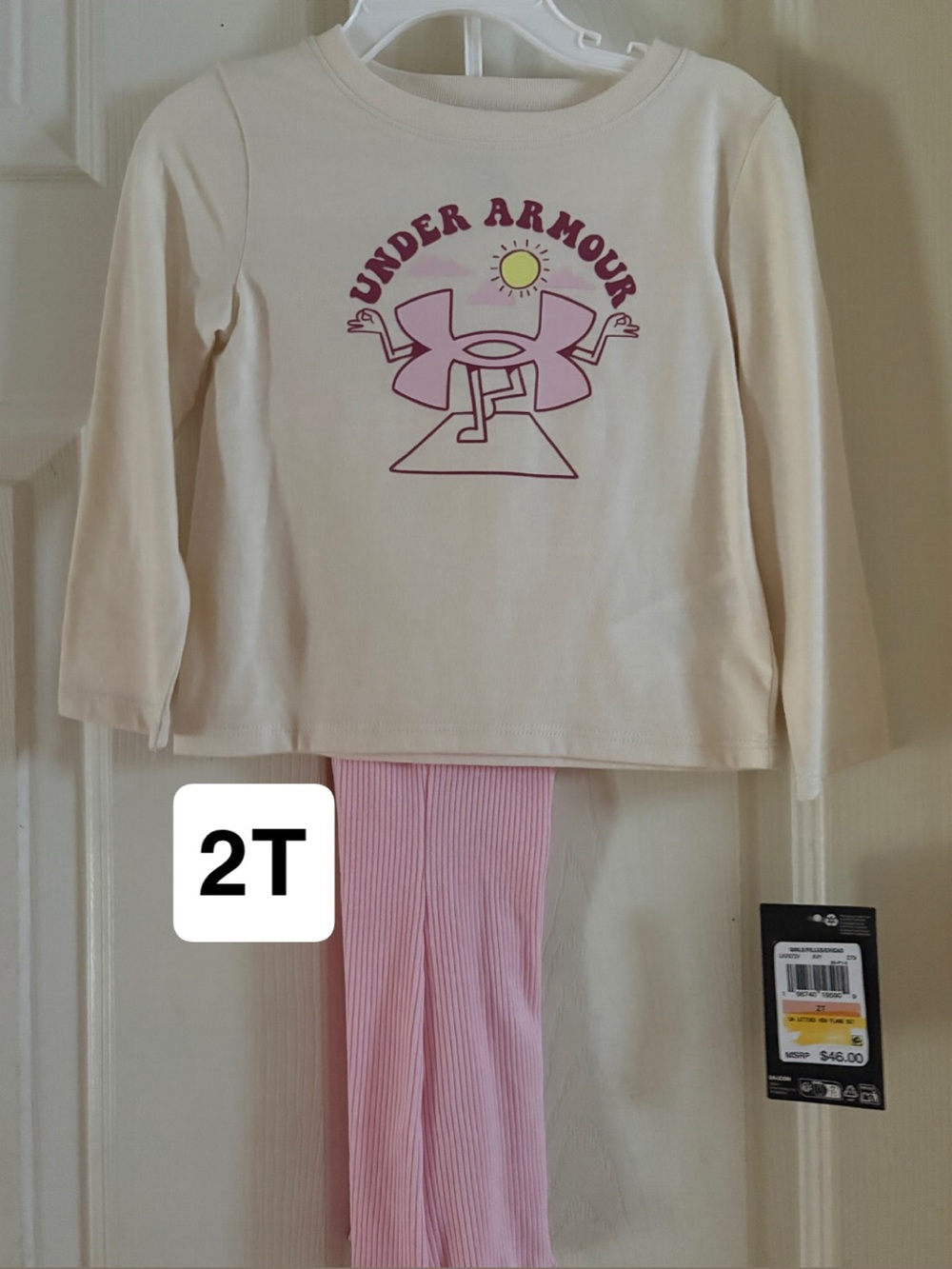 Under Armour Cream & Pink Logo Kids Pajama Set